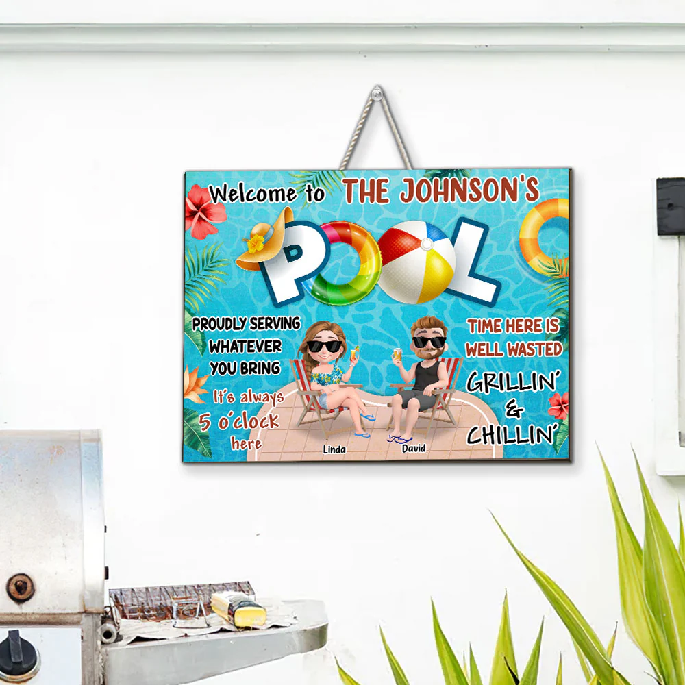 Welcome To Our Pool - Personalized Custom Wood Sign - Image 4