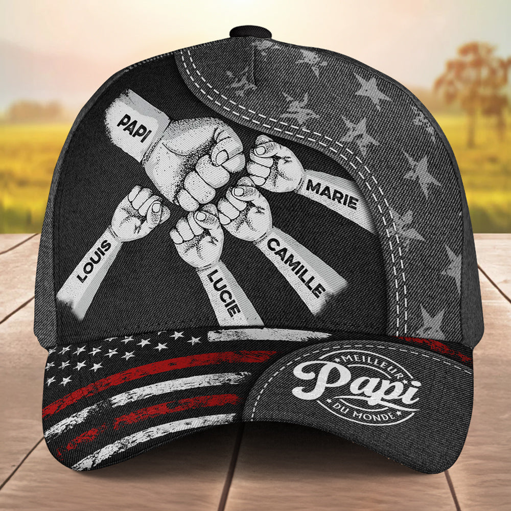 What Makes Grandpa Strong Is Love - Personalized Custom Classic Cap - Image 2
