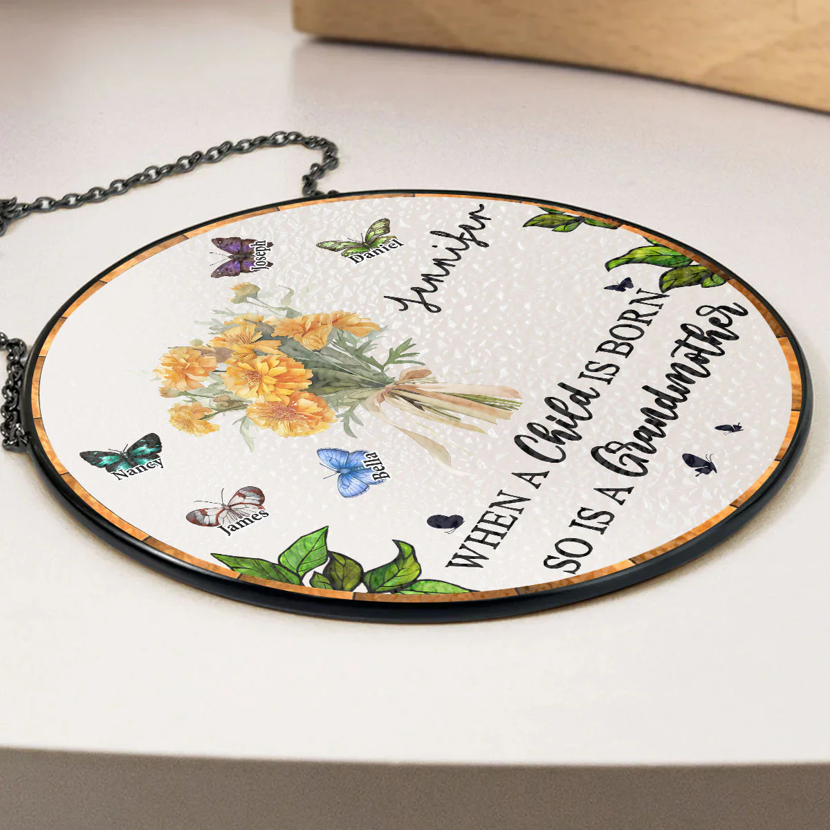When A Child Is Born - Personalized Custom Window Hanging Suncatcher - Image 3