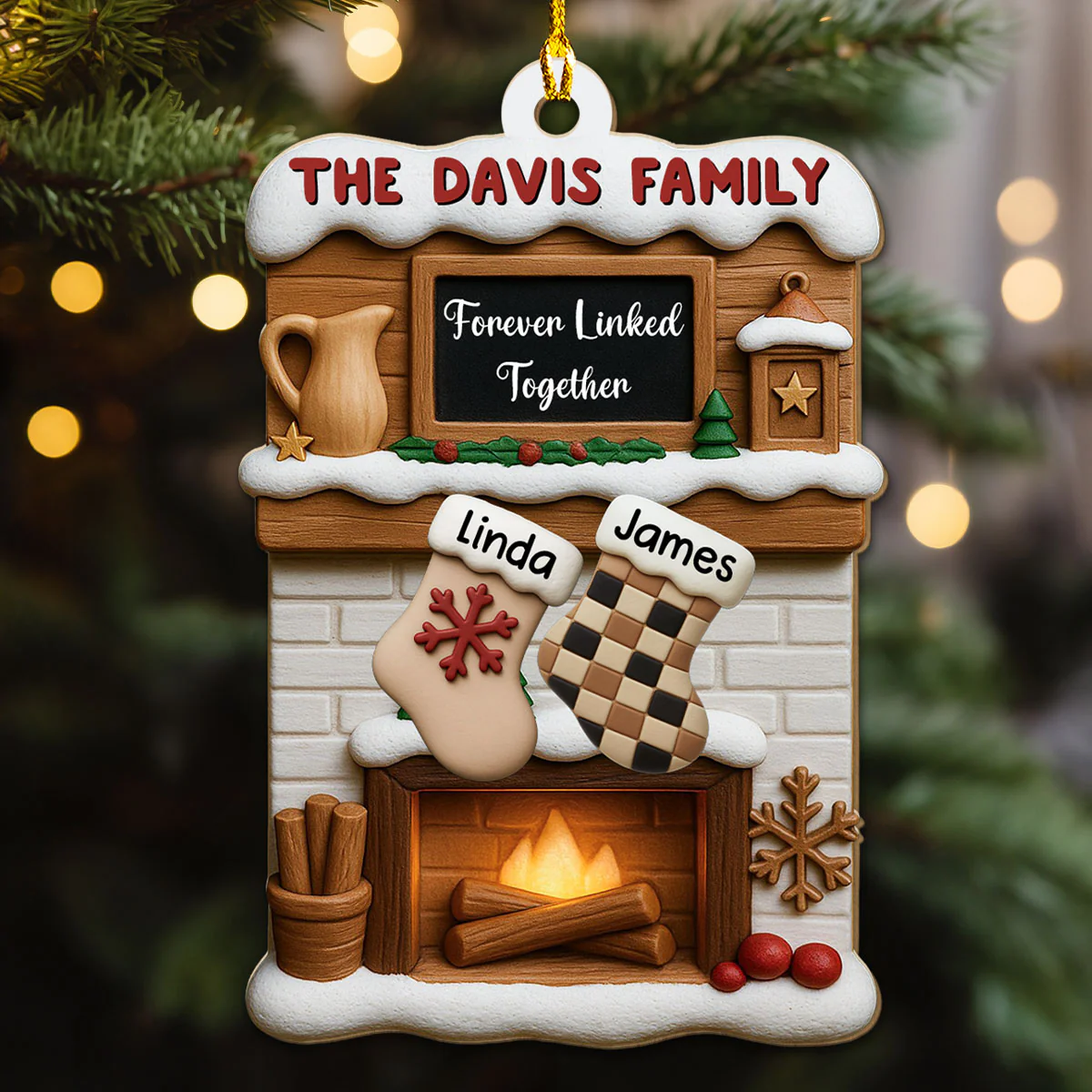 Where Love Holds Us Close - Personalized Custom 3D Effect Wood Ornament - Image 4