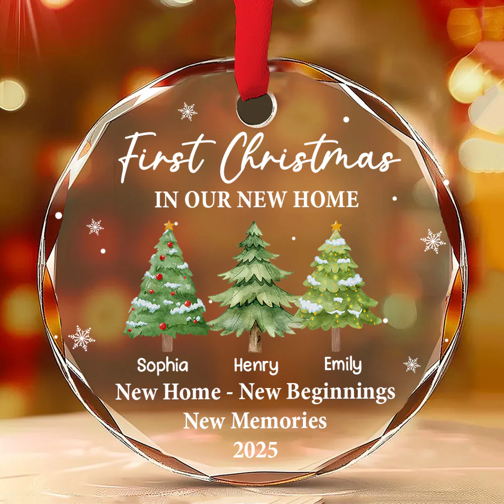 Where Memories Begin And Love Grows - Personalized Custom Glass Ornament - Image 2