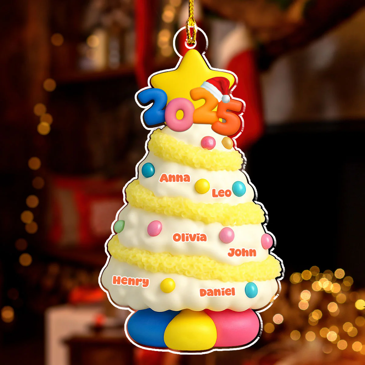 White New Pine Tree - Personalized Custom Acrylic Ornament - Image 3