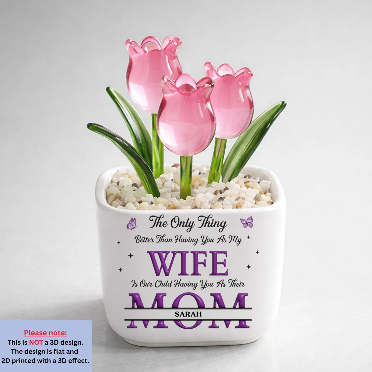 Wife To Mother Love - Personalized Custom 3D Inflated Effect Glass Everlasting Tulips - Image 7