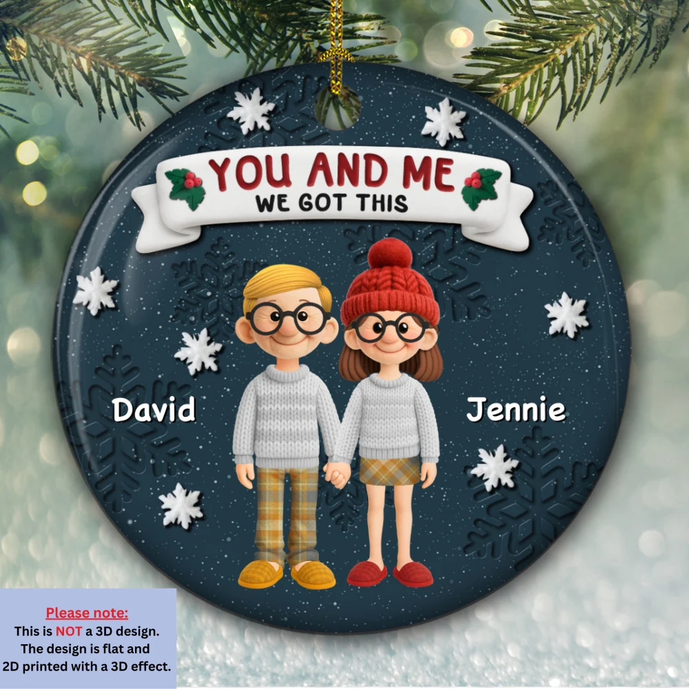 Winter Family Moment - Personalized Custom 3D Effect Ceramic Ornament - Image 5