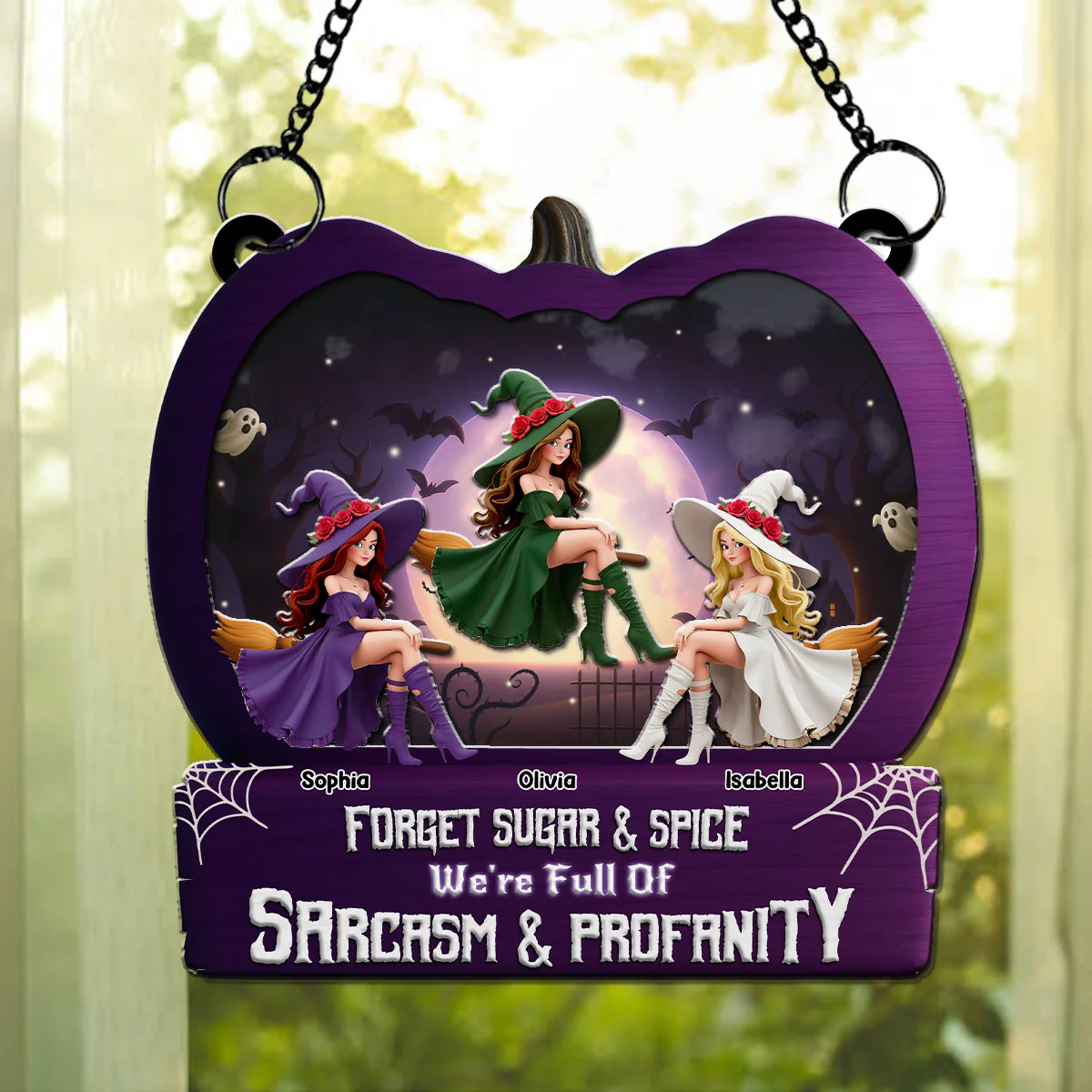 Witch Bestie Forever - Personalized Custom Suncatcher - Image 2