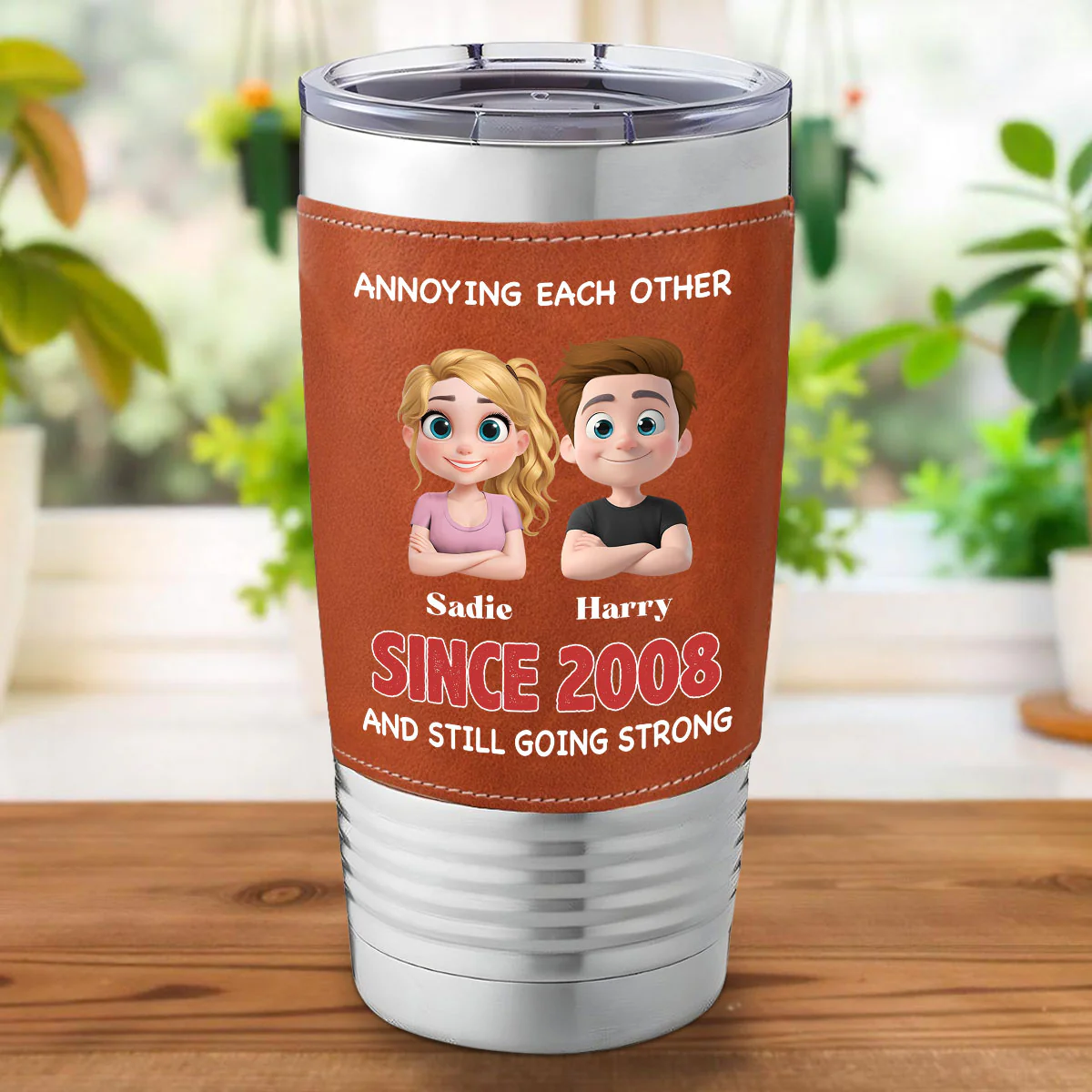 With You Forever - Personalized Custom Leather Tumbler - Image 5