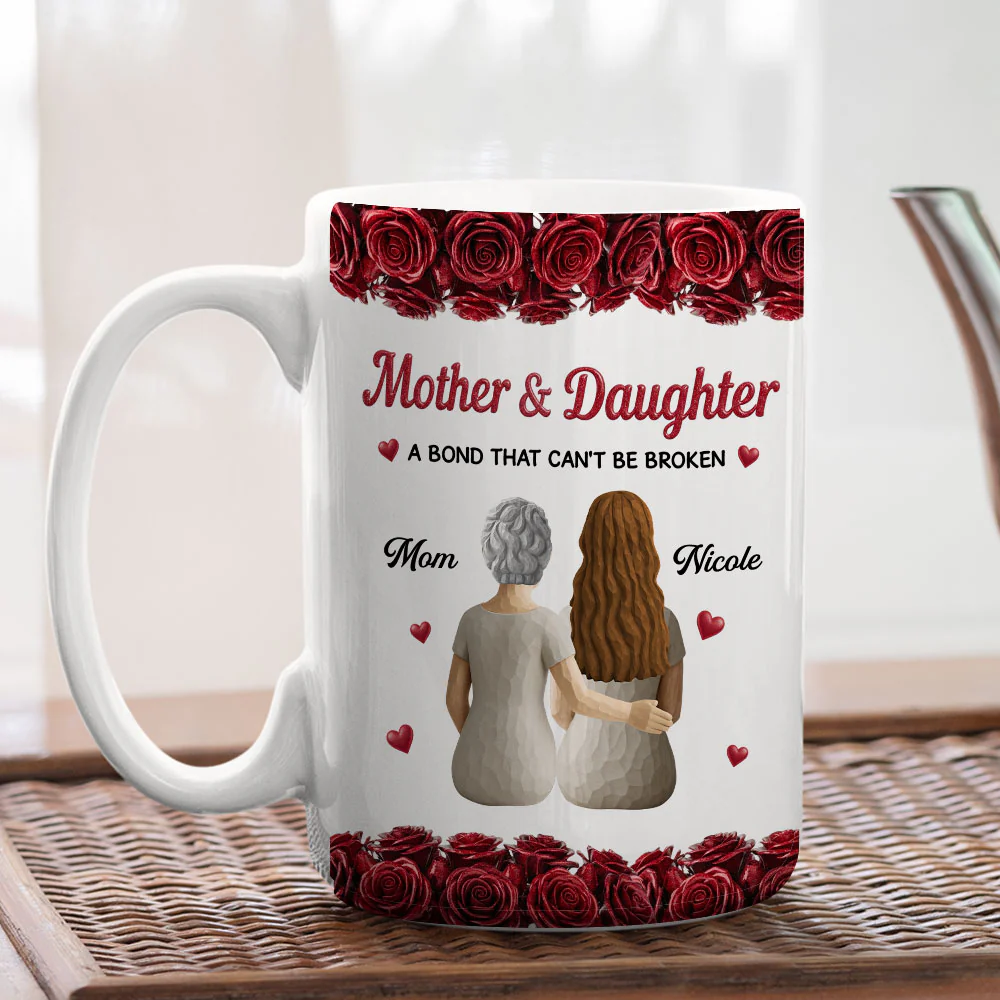 Wood Rose Mom And Daughter - Personalized Custom 3D Inflated Effect Coffee Mug - Image 4