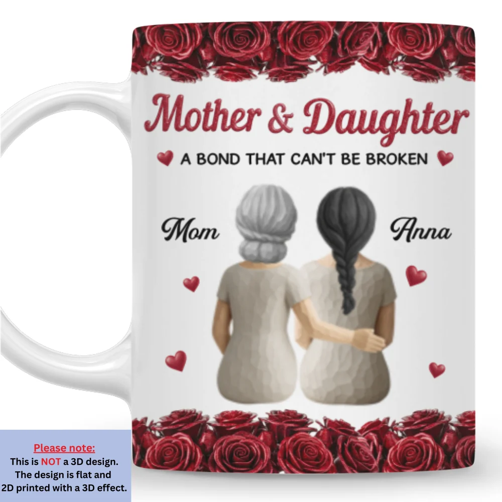 Wood Rose Mom And Daughter - Personalized Custom 3D Inflated Effect Coffee Mug - Image 7