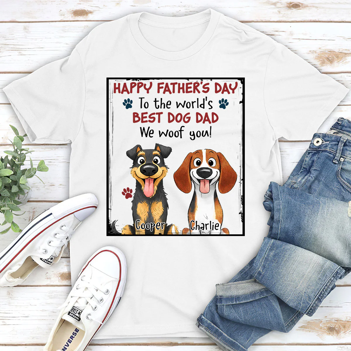 Woof Best Mom Dad Stylized Dog - Personalized Custom Shirt - Image 4