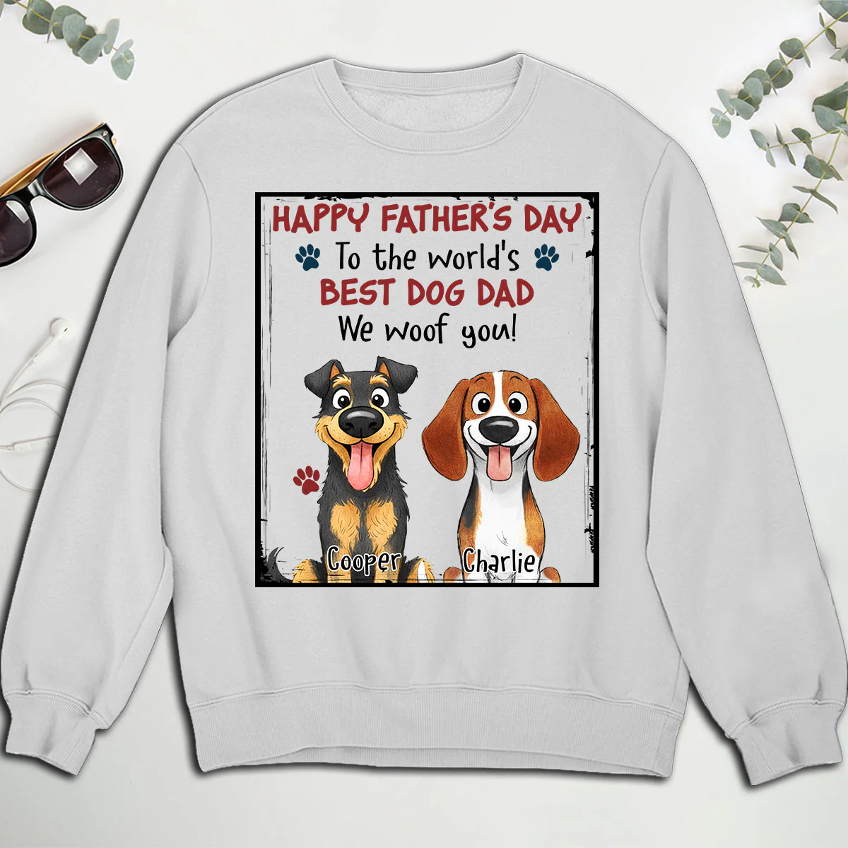 Woof Best Mom Dad Stylized Dog - Personalized Custom Shirt - Image 5