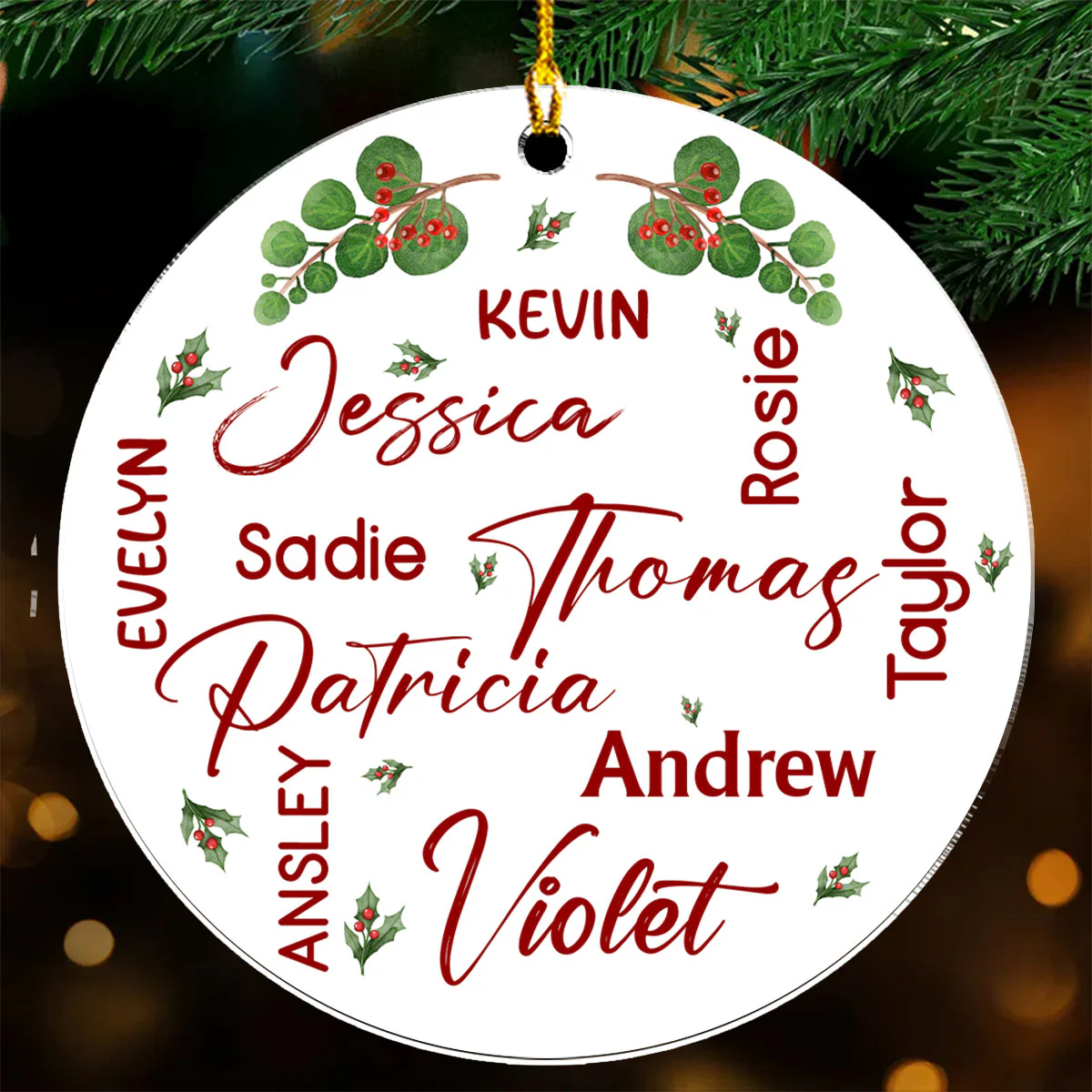 Word Cloud Mistletoe - Personalized Custom Acrylic Ornament - Image 5