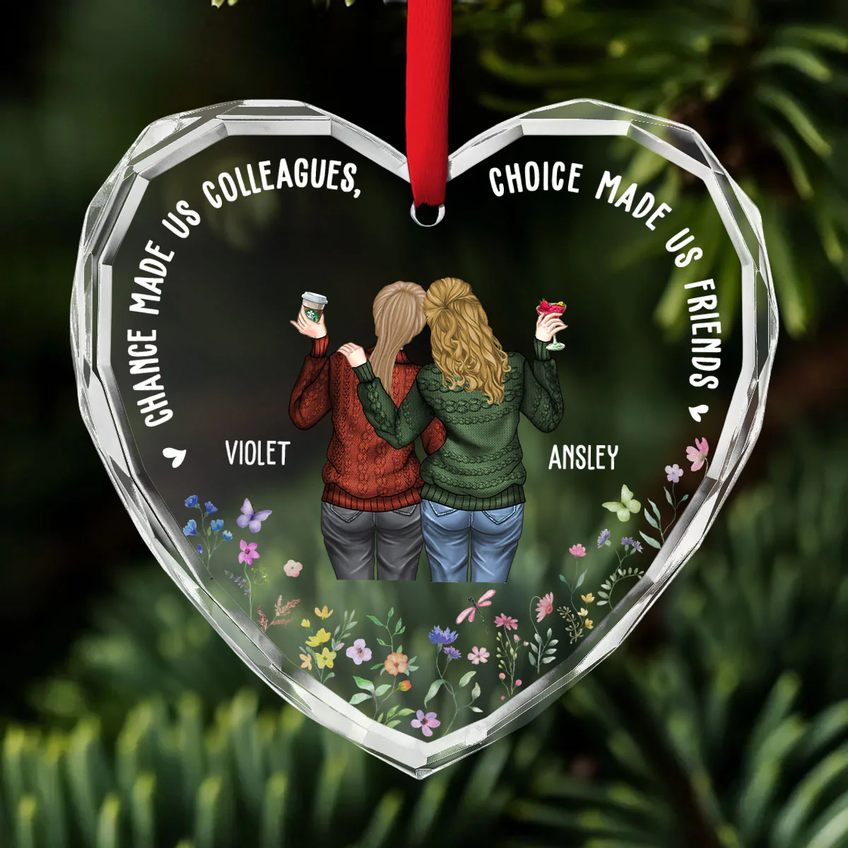 Work Made Us Colleagues - Personalized Custom Glass Ornament