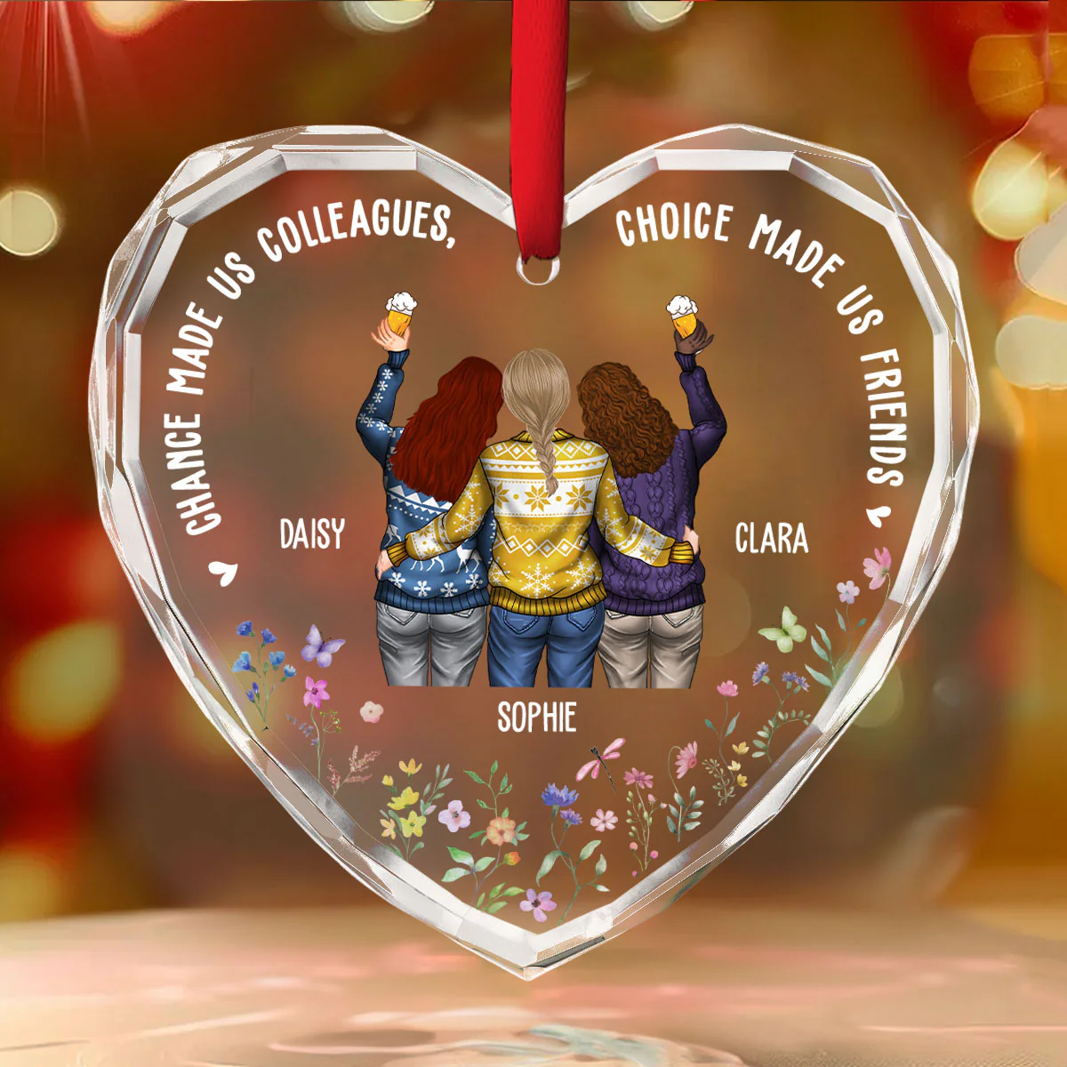 Work Made Us Colleagues - Personalized Custom Glass Ornament - Image 2