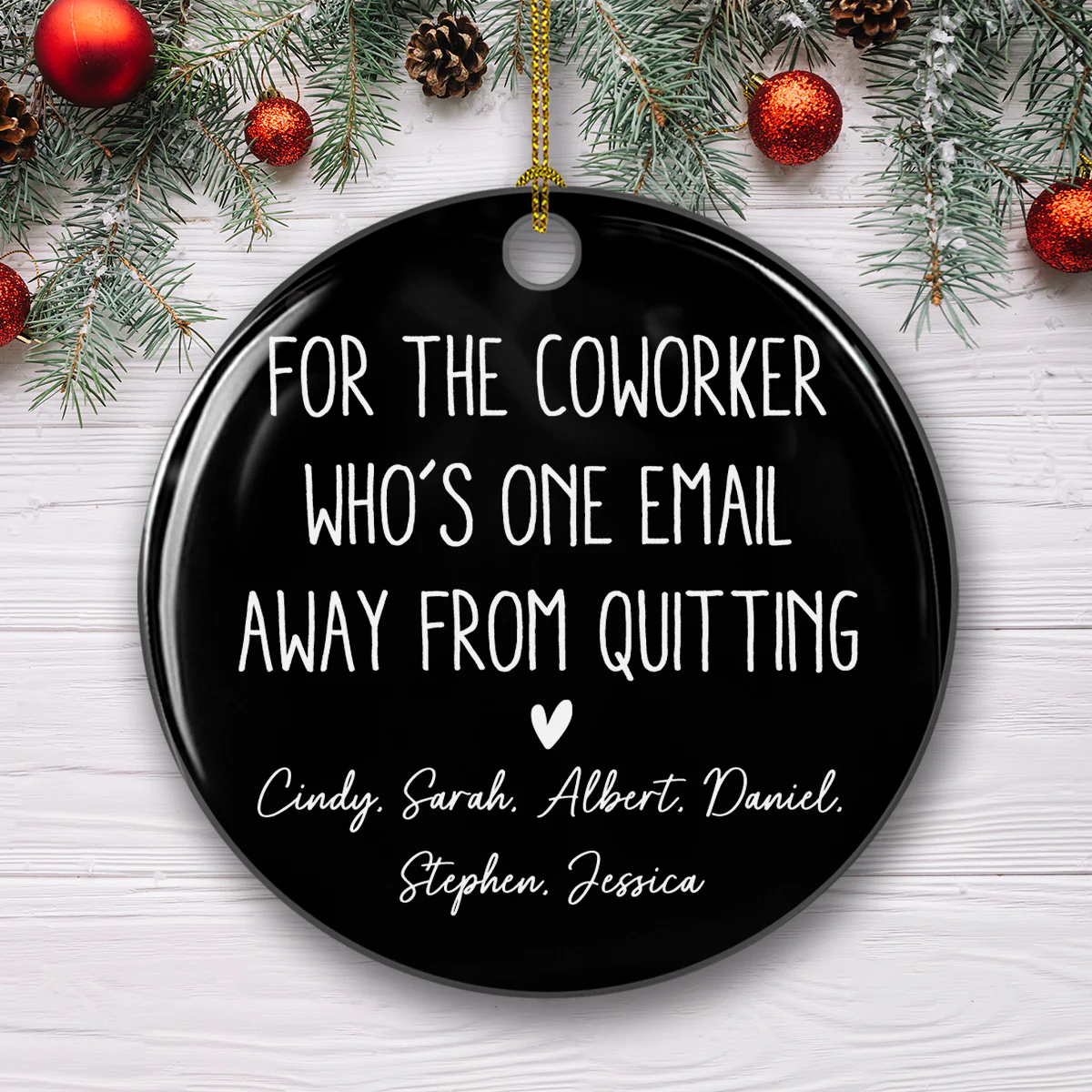 Workplace Wit And Sarcasm - Personalized Custom Ceramic Ornament - Image 2