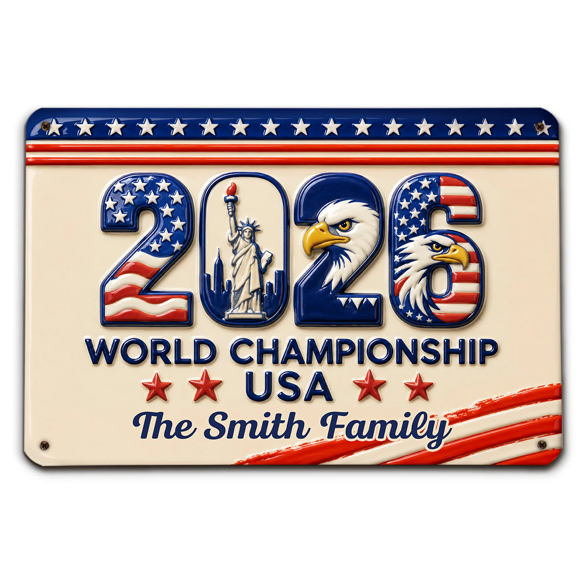 World Championship - Personalized Custom 3D Inflated Effect Metal Sign