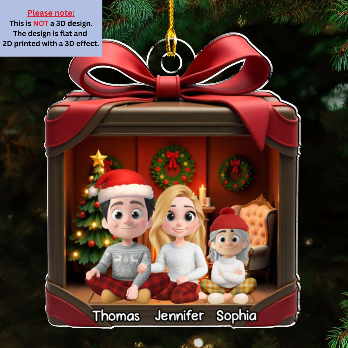 Wrapped With Love - Personalized Custom 3D Effect Acrylic Ornament - Image 6