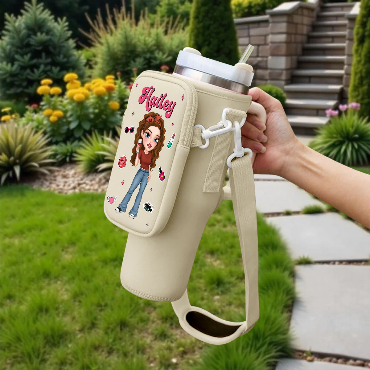 Y2K Girl - Personalized Custom 40oz Water Bottle Carrier Bag - Image 3
