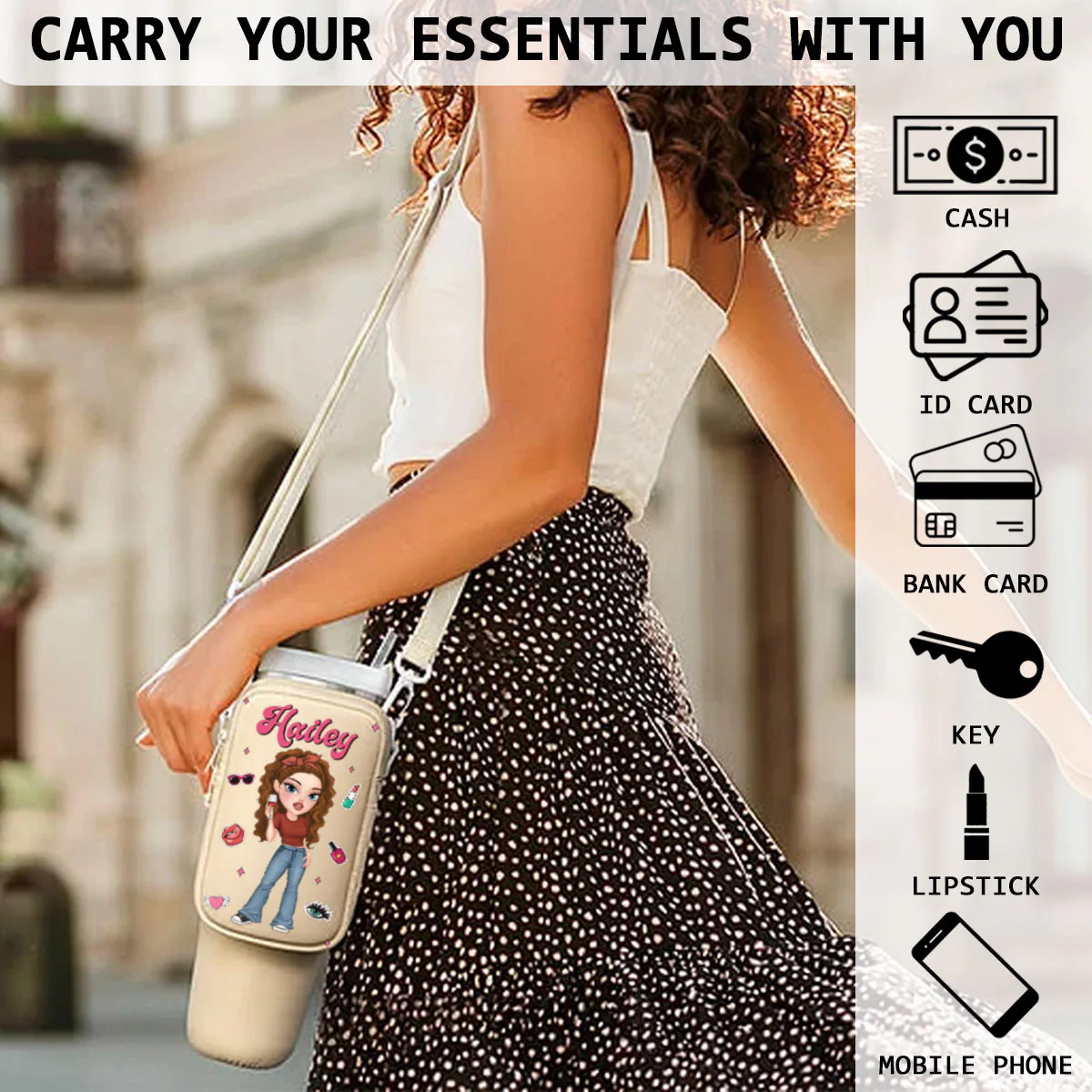 Y2K Girl - Personalized Custom 40oz Water Bottle Carrier Bag - Image 5