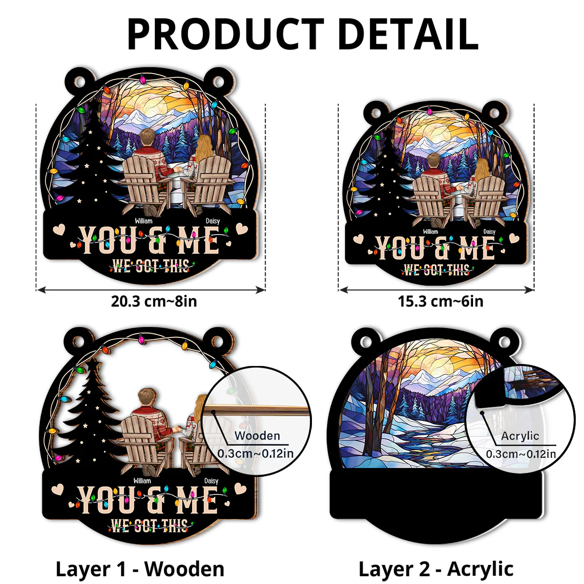 You And Me And Merry Christmas - Personalized Custom Suncatcher - Image 4