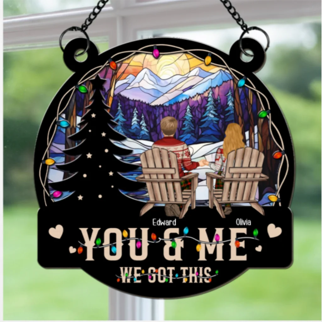 You And Me And Merry Christmas - Personalized Custom Suncatcher - Image 5