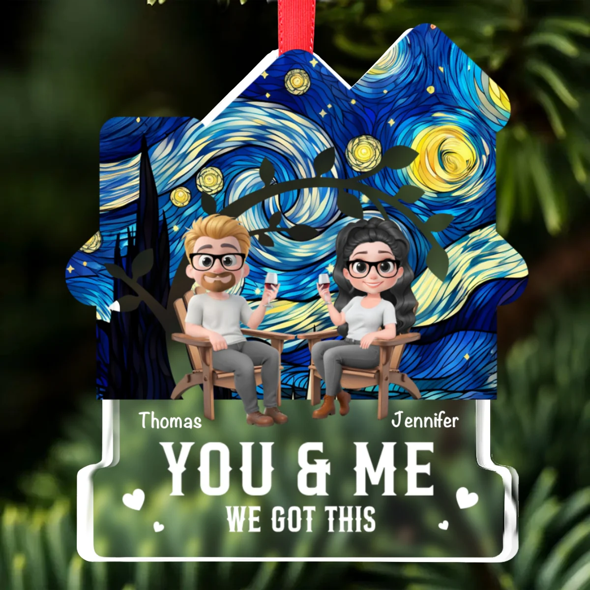 You And Me Got This - Personalized Custom House Shaped Glass Ornament - Image 6
