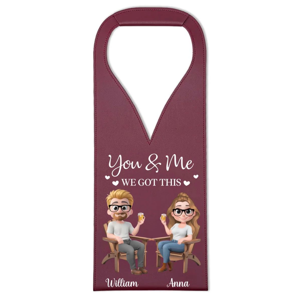 You And Me Got This - Personalized Custom Leather Wine Bag - Image 9