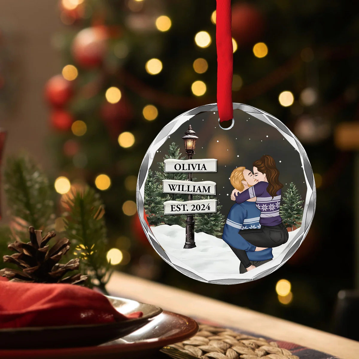 You And Me Together - Personalized Custom Glass Ornament - Image 4