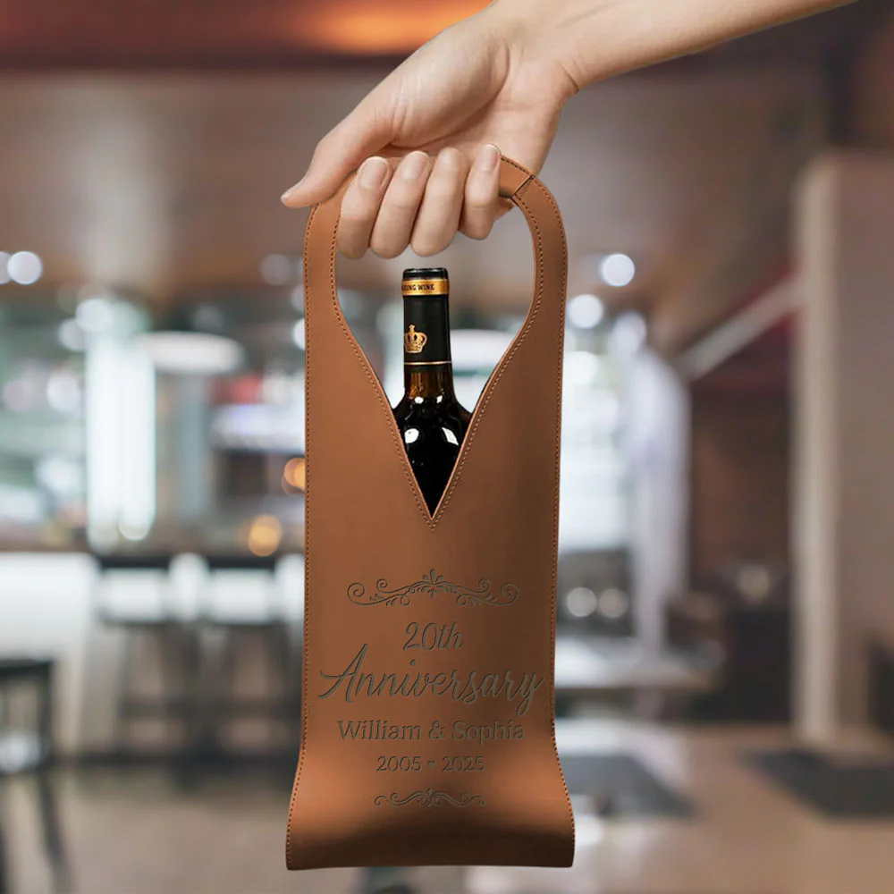 You And Me We Got This - Personalized Custom Engraved Leather Wine Bag - Image 4