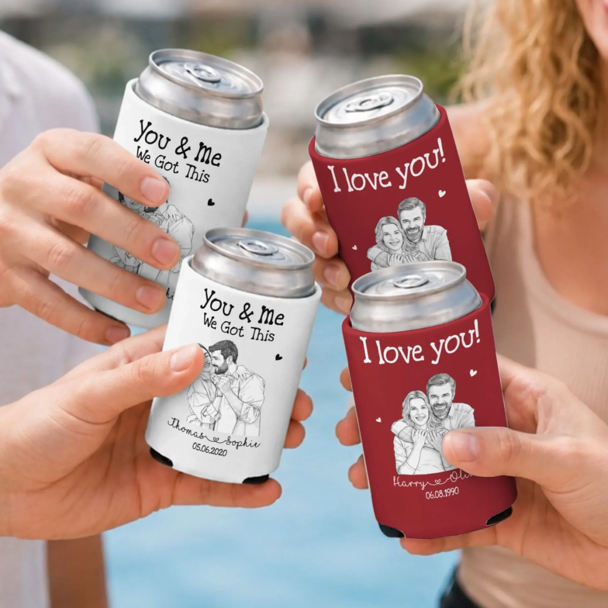 You And Me We Got This - Personalized Custom Skinny Can Cooler - Image 3