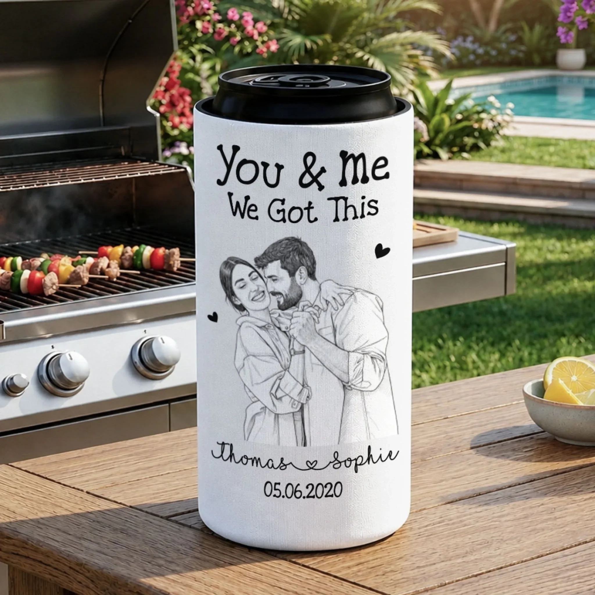 You And Me We Got This - Personalized Custom Skinny Can Cooler - Image 4