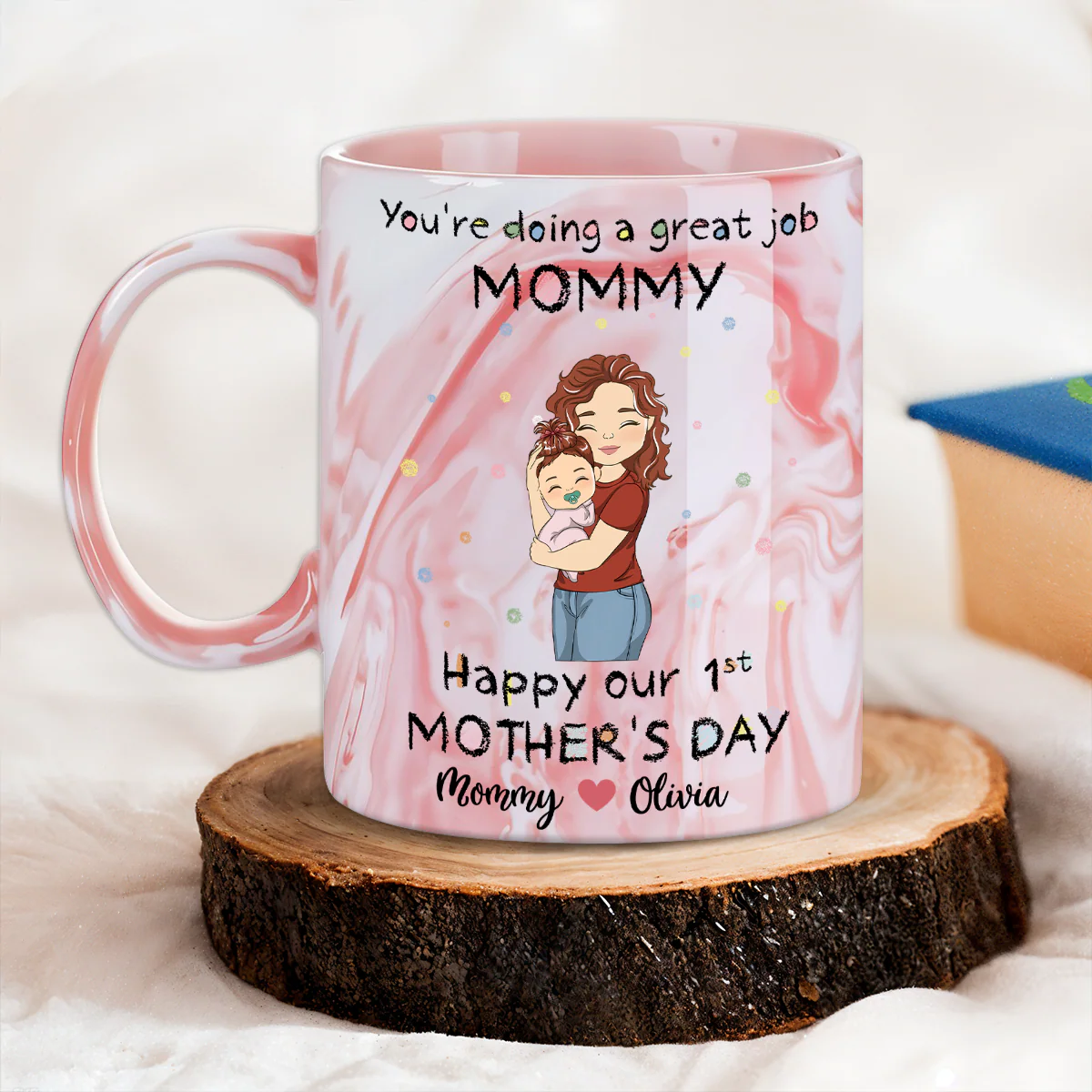 You Are Doing A Great Job - Personalized Custom Pink Marble Mug - Image 4