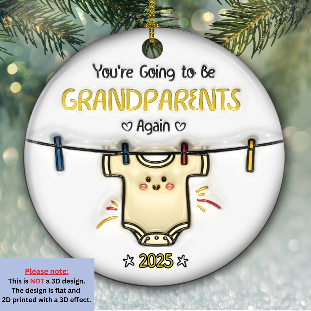 You Are Going To Be Grandparents - Personalized Custom 3D Inflated Ceramic Ornament - Image 6