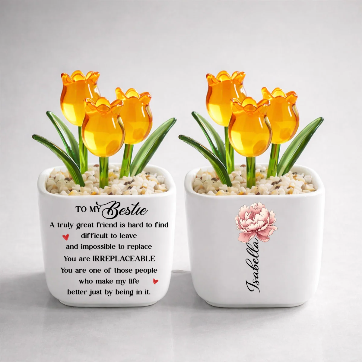You Are Irreplaceable - Personalized Custom Glass Everlasting Tulips - Image 11