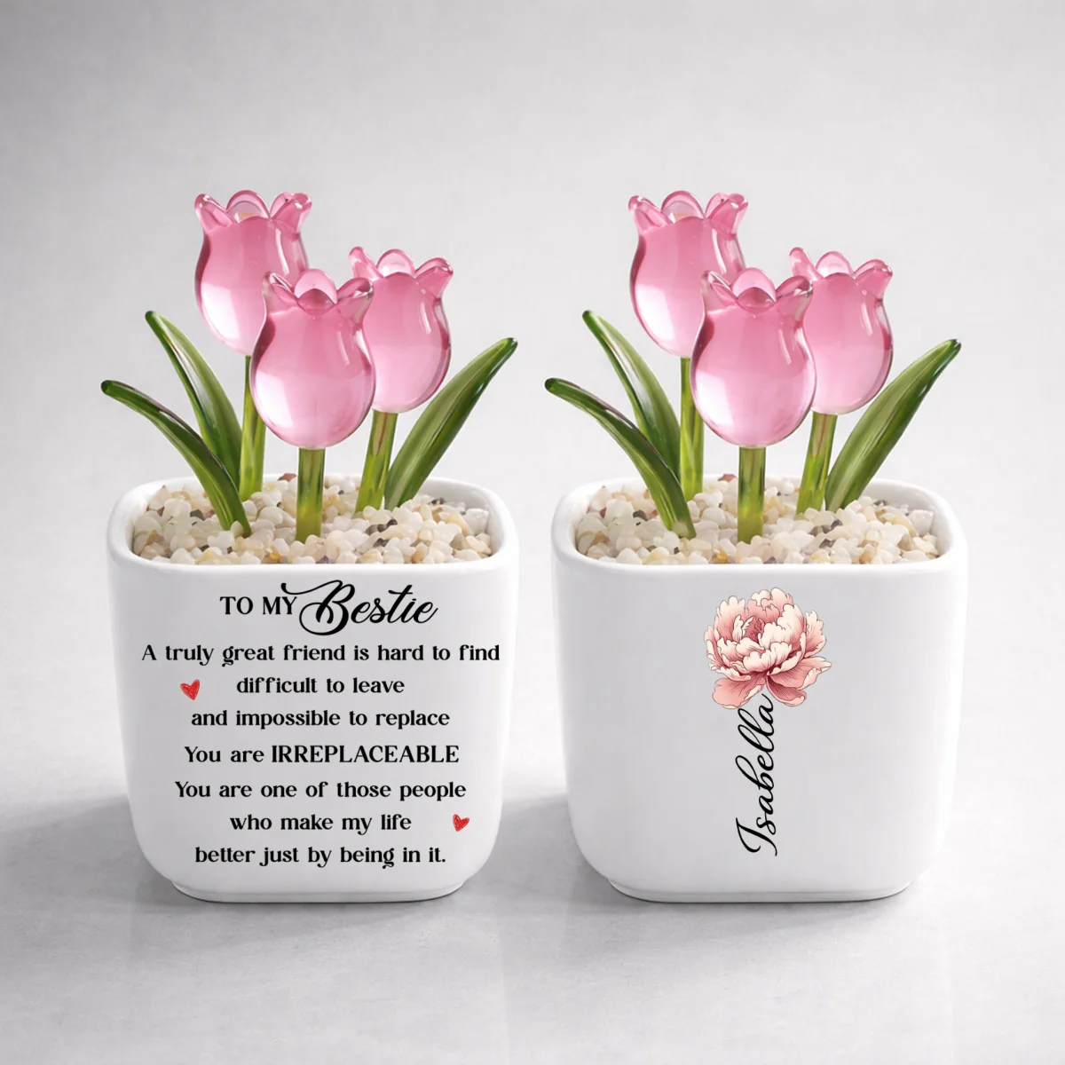 You Are Irreplaceable - Personalized Custom Glass Everlasting Tulips - Image 9