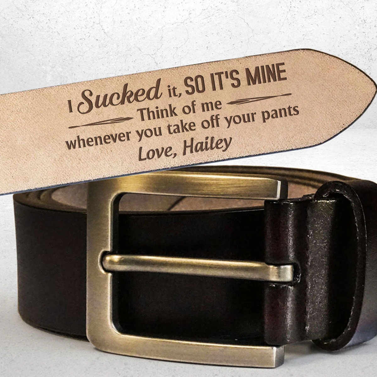 You Are Mine - Personalized Engraved Leather Belt - Image 2