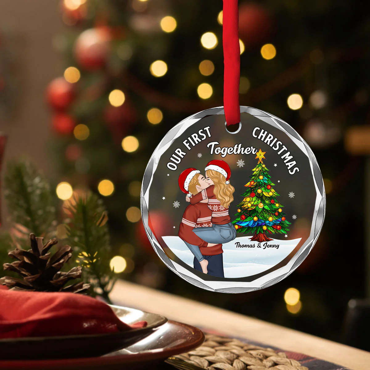 You Are My Beautiful World - Personalized Custom Glass Ornament - Image 4