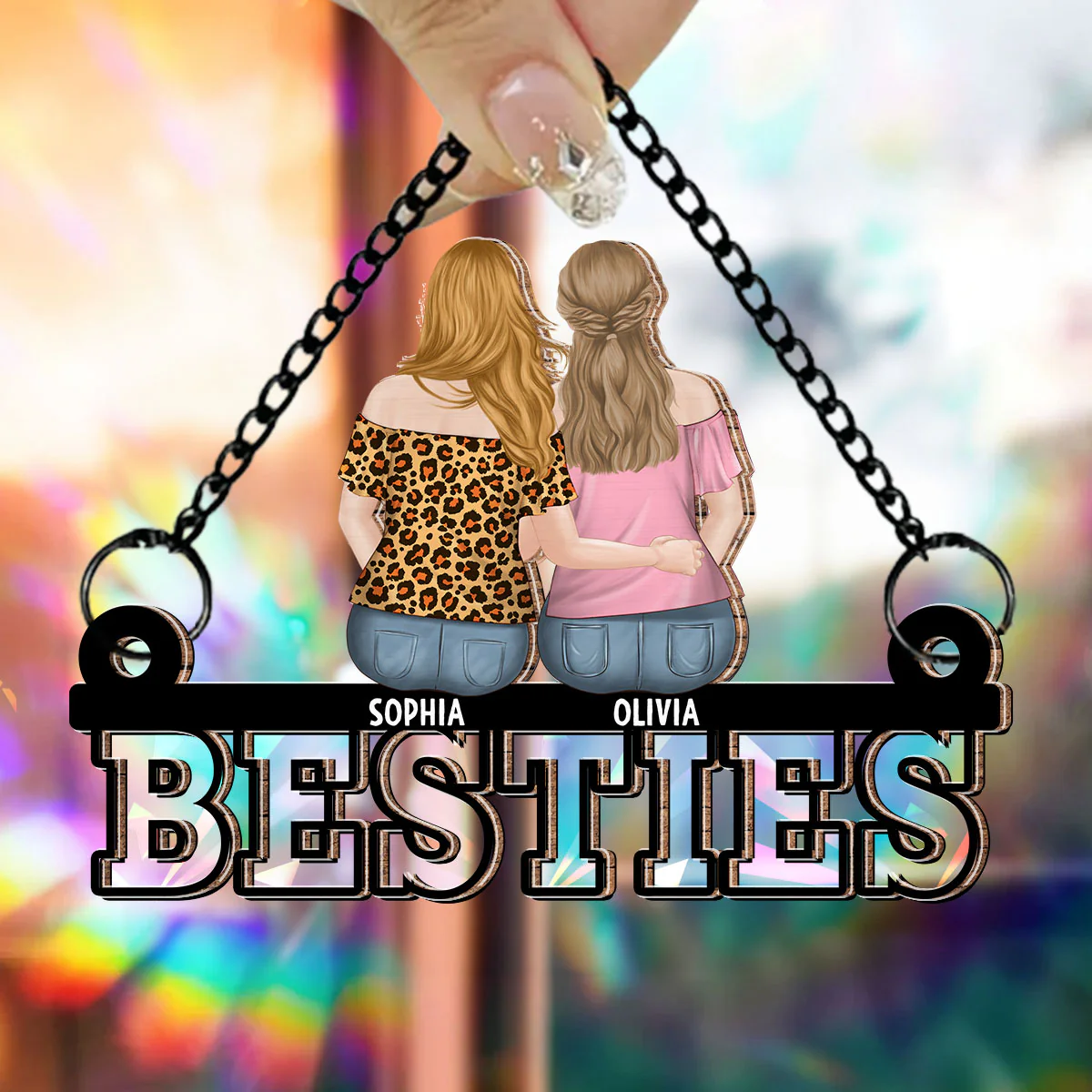 You Are My Bestie - Personalized Custom Rainbow Suncatcher - Image 2