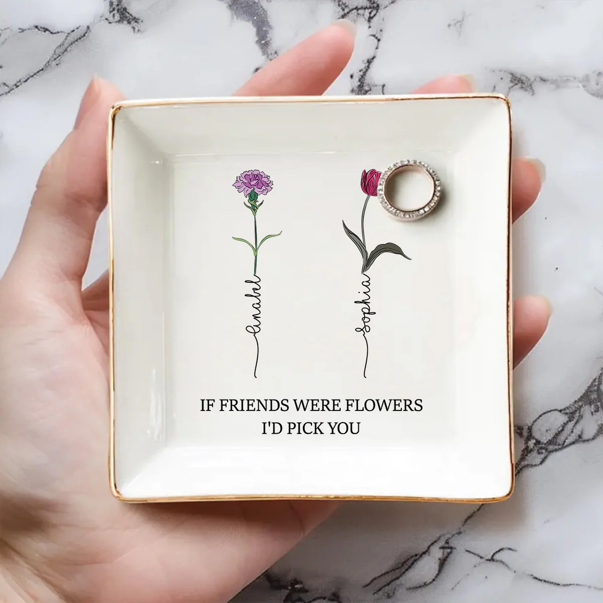 You Are My Flower - Personalized Custom Jewelry Dish - Image 2