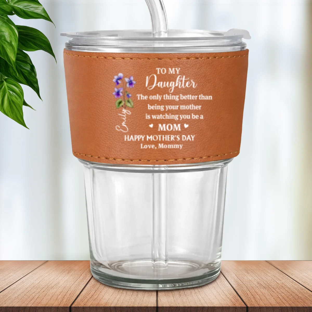 You Are My Greatest Blessing - Personalized Custom Leather Glass Cup - Image 8
