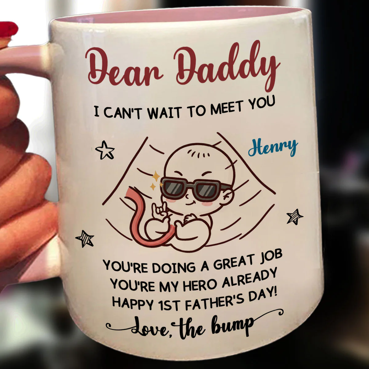 You Are My Hero - Personalized Custom Accent Mug - Image 3