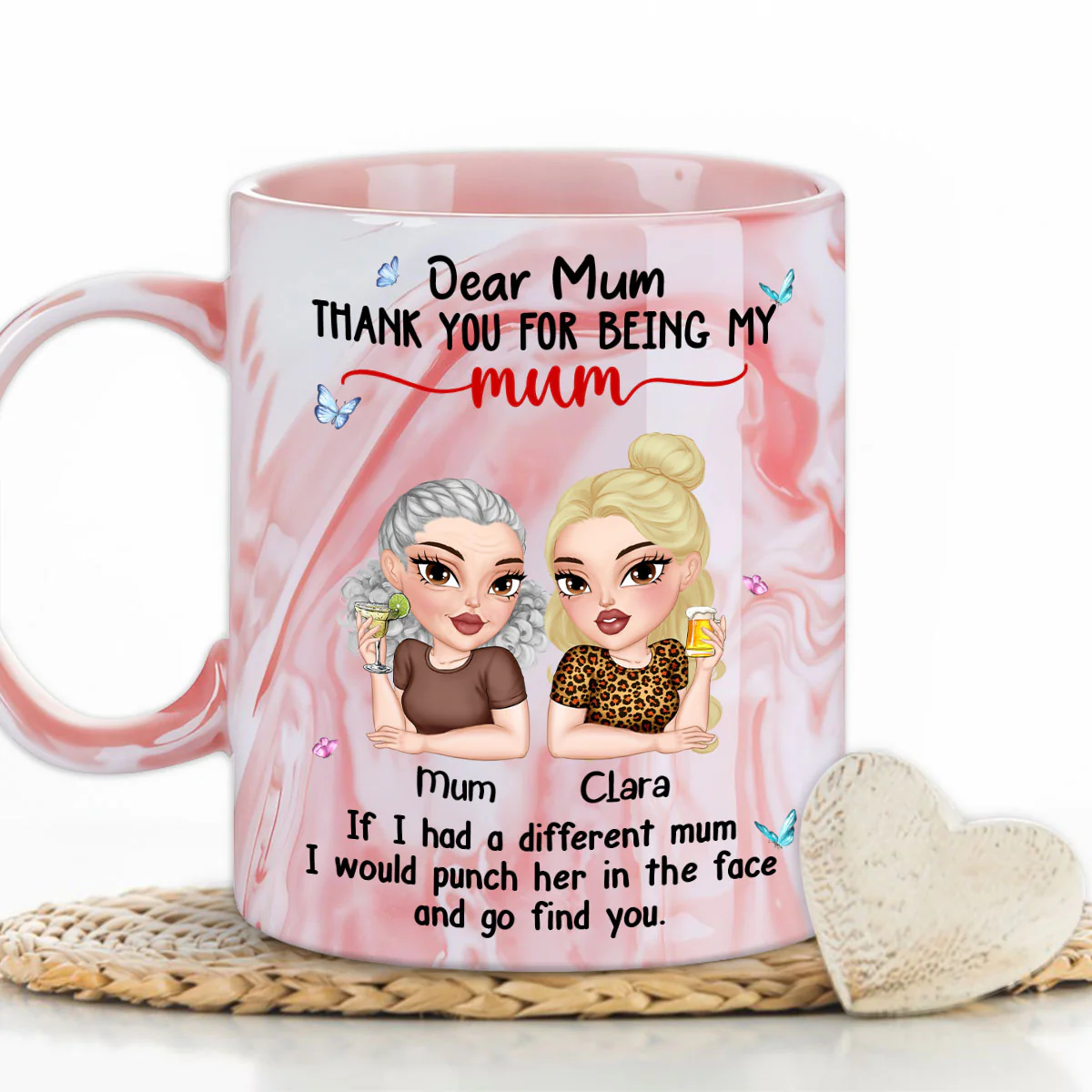 You Are My Only Mom - Personalized Custom Pink Marble Mug - Image 4