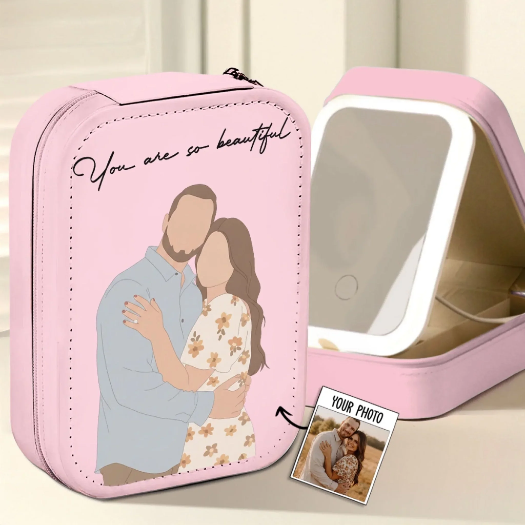 You Are So Beautiful - Personalized Custom Jewelry Box With LED Mirror