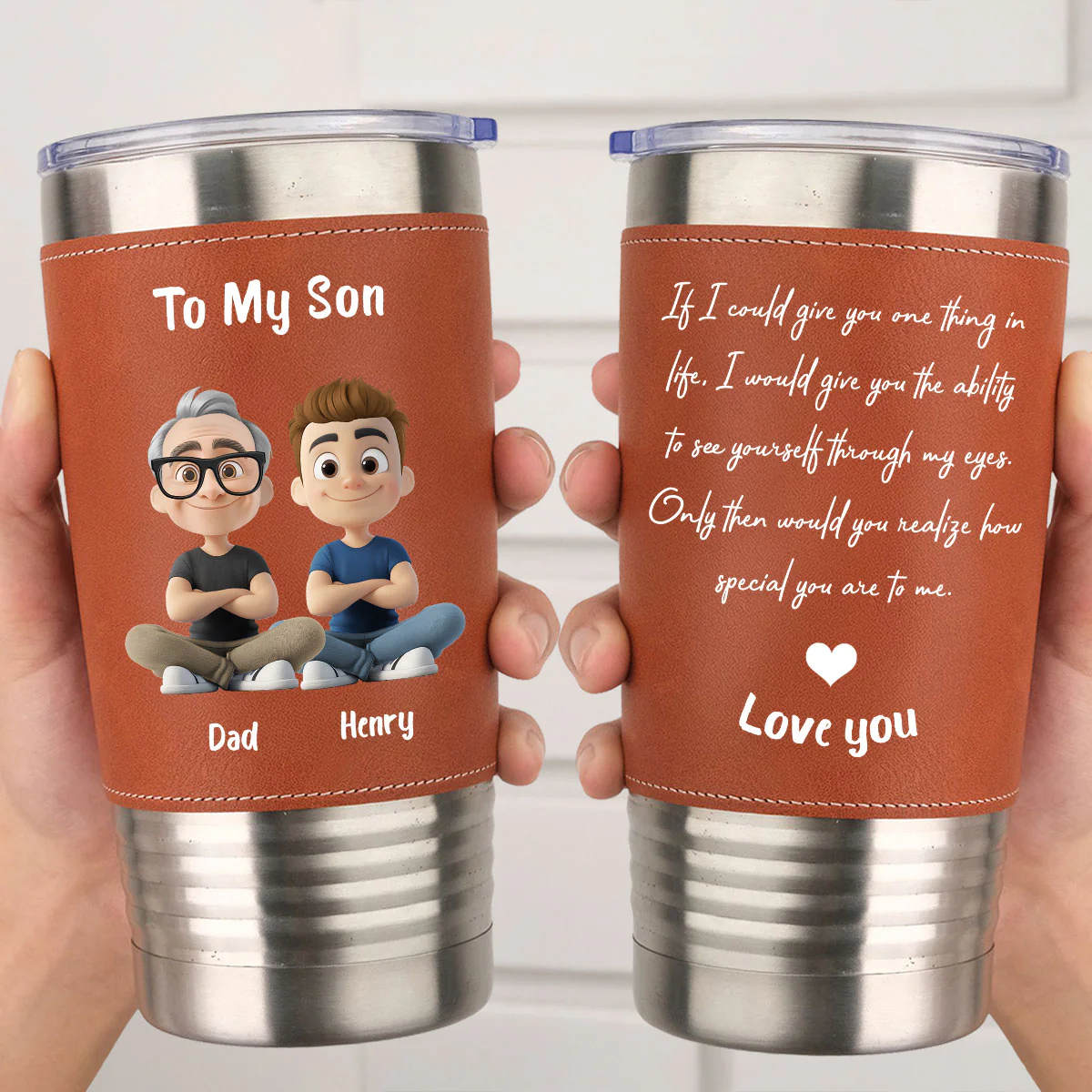 You Are Special - Personalized Custom Leather Tumbler - Image 2