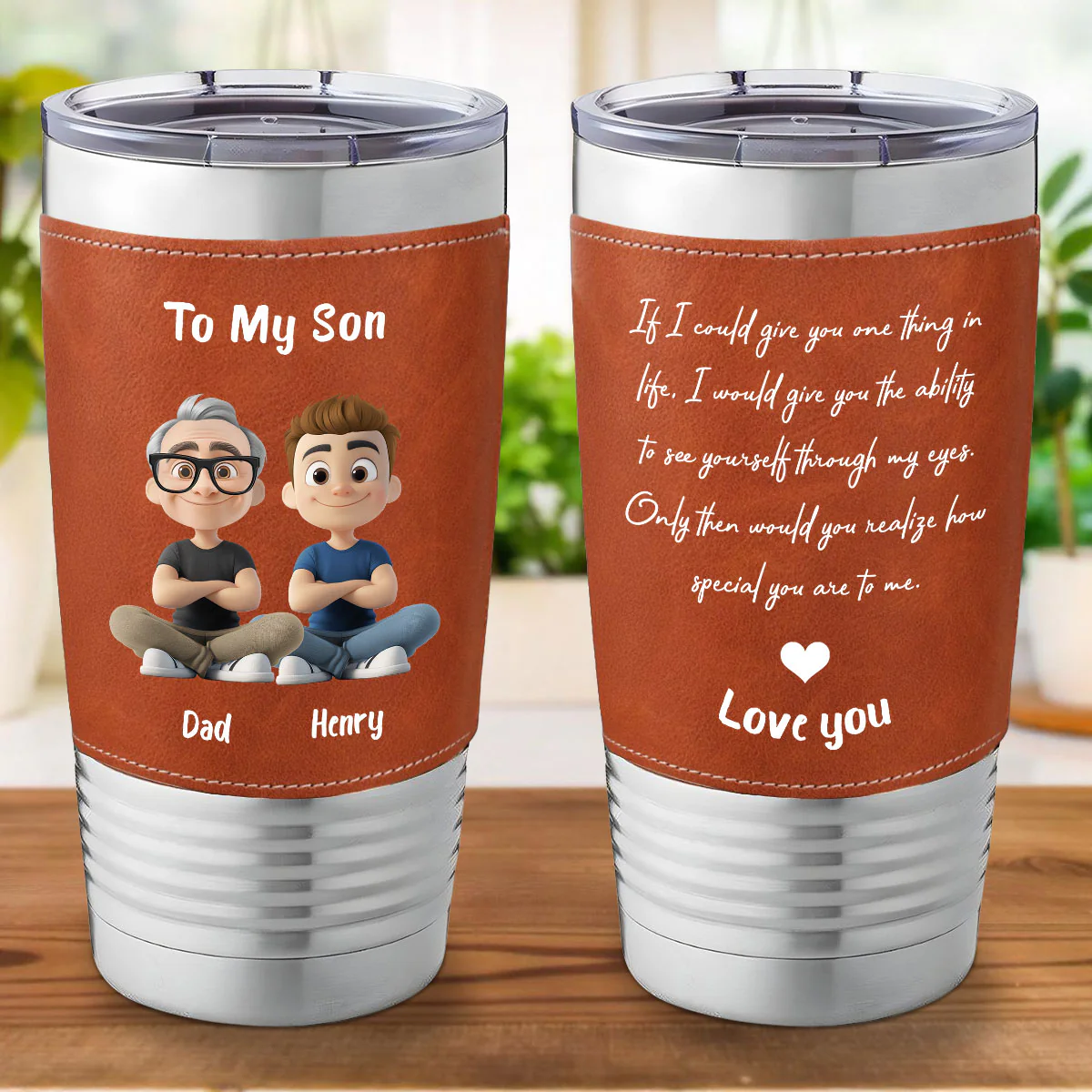 You Are Special - Personalized Custom Leather Tumbler - Image 6