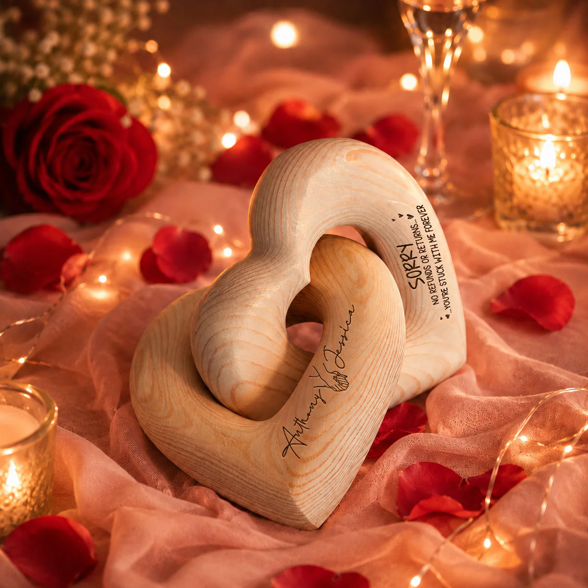 You Are Stuck With Me Forever - Personalized Custom Engraved Infinity Heart Sculpture - Image 4