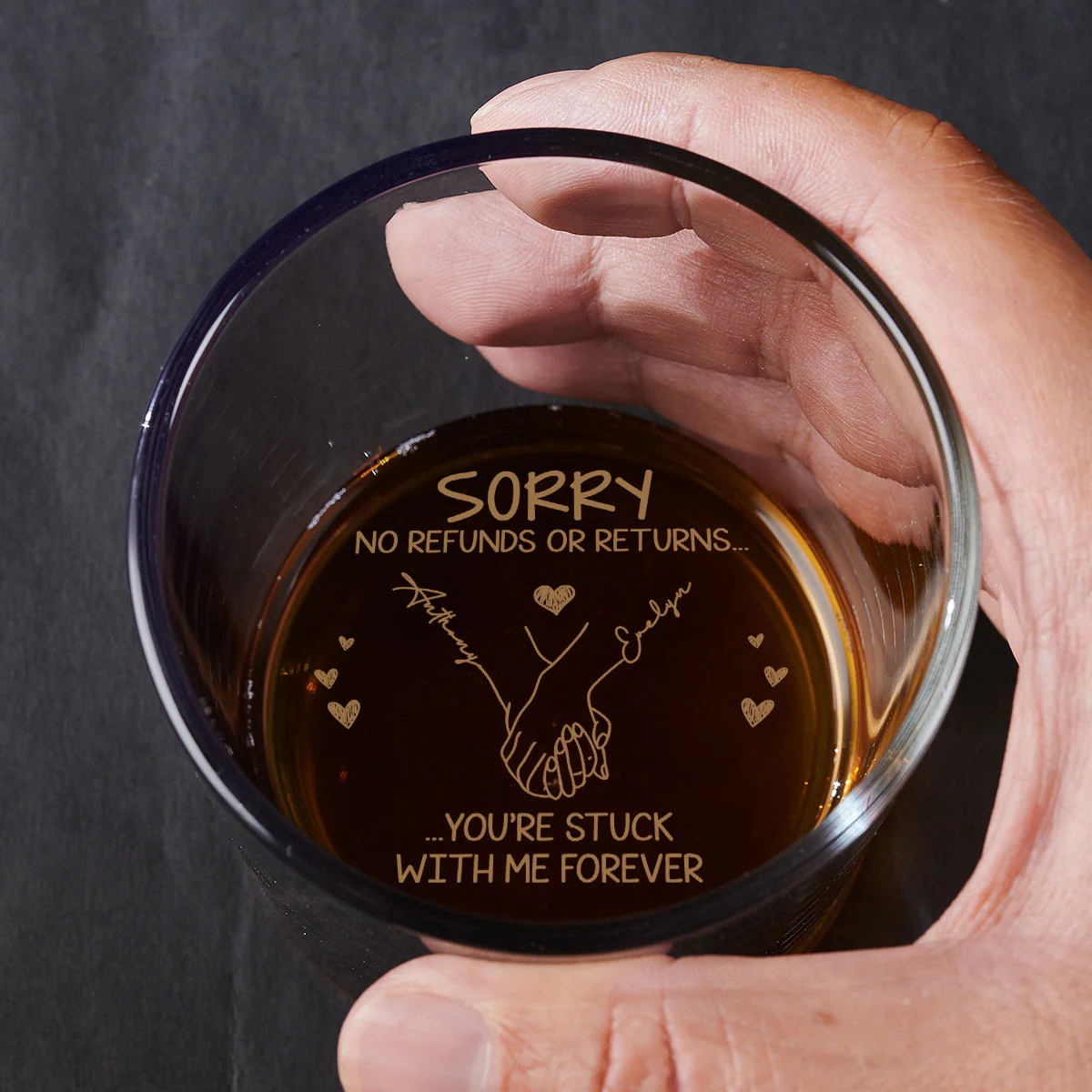 You Are Stuck With Me Forever - Personalized Custom Engraved Whiskey Glass