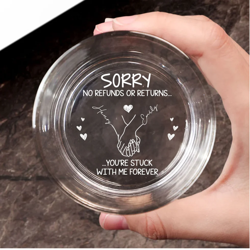You Are Stuck With Me Forever - Personalized Custom Engraved Whiskey Glass - Image 6