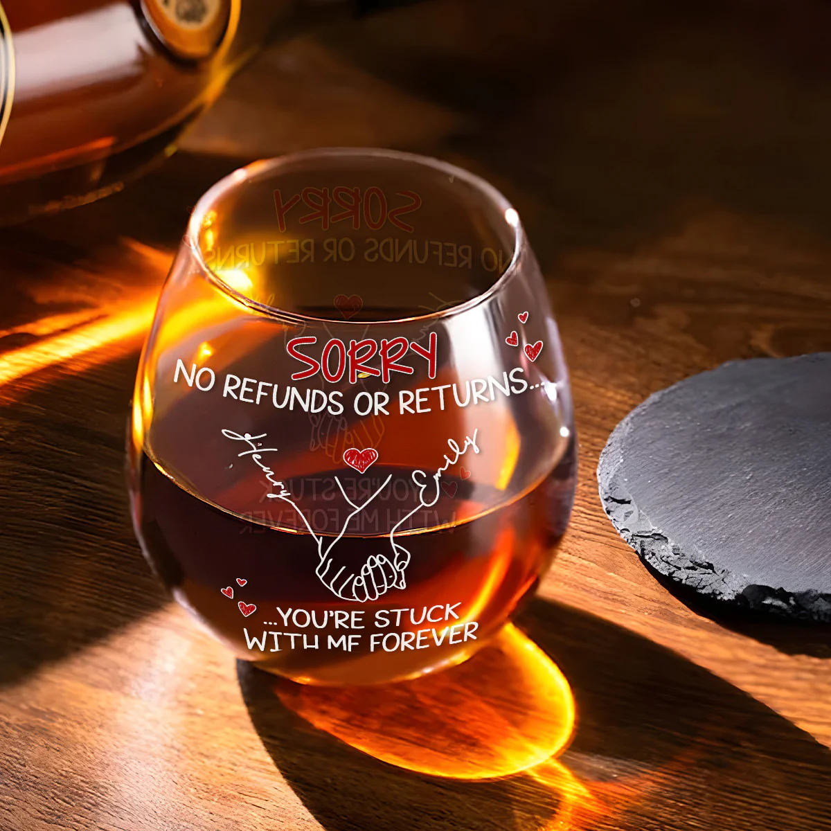 You Are Stuck With Me Forever - Personalized Custom Wine Glass - Image 2