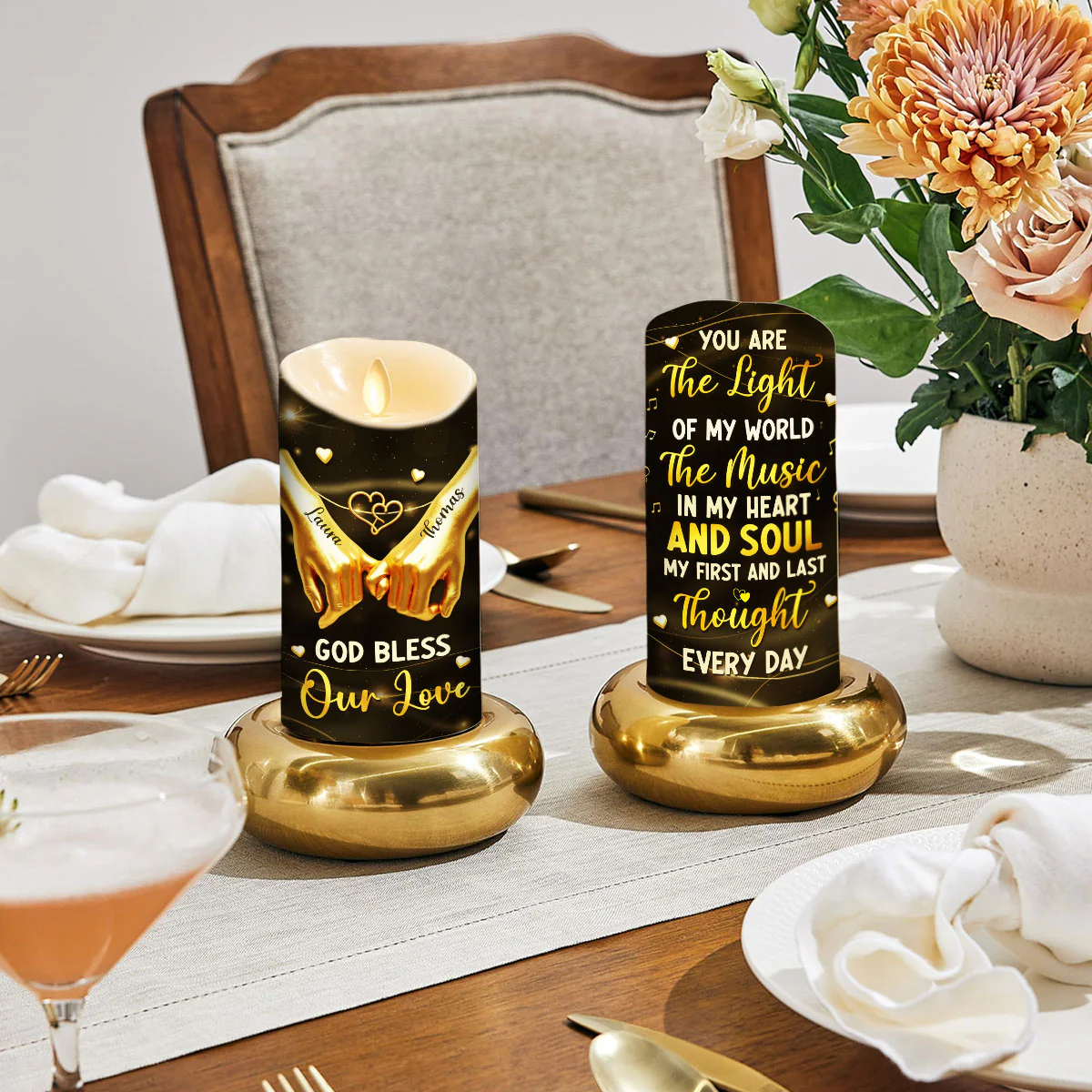 You Are The Light Of My World - Personalized Custom LED Candle - Image 2