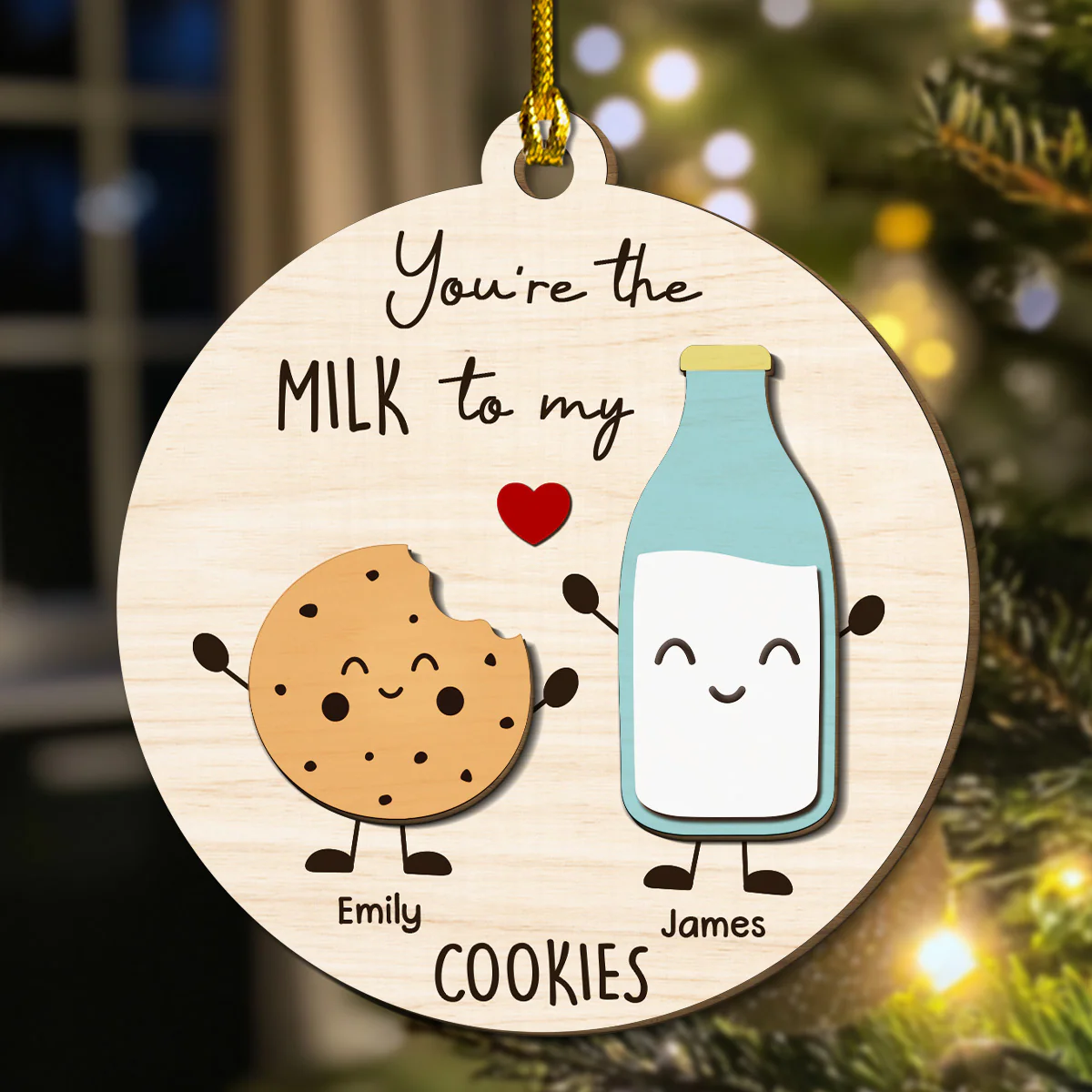 You Are The Milk To My Cookie - Personalized Custom Freeshape 2-Layered Wood Ornament - Image 8